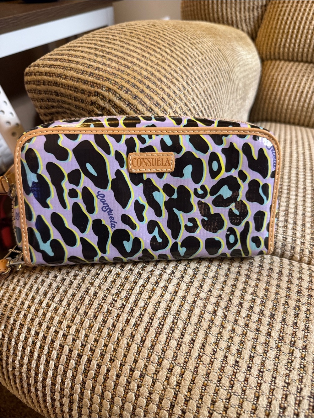 Consuela Lavender Aqua Leopard Zip Wallet